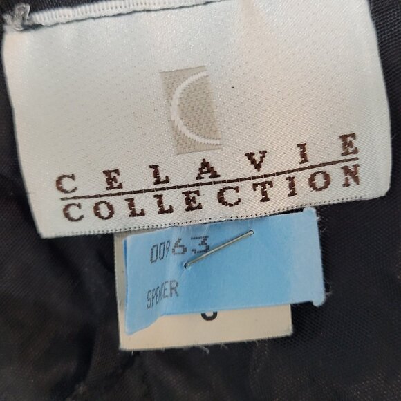 Celavie Collection Black Chiffon Rhinestone Maxi Dress USA Made Size Small S - Picture 12 of 14